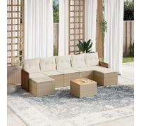 LAPOOH 3260322 Ensemble de canapés de jardin avec coussins Beige 8 pièces rotin PE Ensemble de meubles de jardin d'extérieur