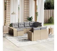 LAPOOH 3261289 Ensemble de canapés de jardin avec coussins Beige 10 pièces Rotin synthétique Ensemble de meubles de jardin extérieur Salon de jardin extérieur