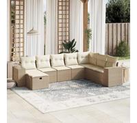 LAPOOH 3264514 Ensemble de canapés de jardin avec coussins beige 8 pièces en rotin PE Ensemble de meubles de jardin d'extérieur