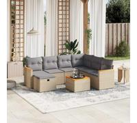 LAPOOH 3265336 Ensemble de canapés de jardin avec coussins Beige mélangé 8 pièces rotin PE Ensemble de meubles de jardin extérieur Ensemble de meubles de jardin extérieur