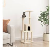 LAPOOH Arbre à Chat avec griffoirs en sisal Crème 105 cm,Arbre A Chat Cactus,Arbre A Chat Fleur,Arbre A Chat Mural