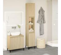 LAPOOH Armoire de salle de bain en contreplaqué chêne Sonoma 30 x 30 x 190 cm, meubles de salle de bain, meubles d'armoire, meuble de salle de bains auxiliaire, petite armoire - 847388