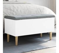 LAPOOH Banc avec rangement en bois d'ingénierie blanc 82 x 42 x 46 cm, coffre de rangement pour chambre, meuble de rangement, meuble de chambre, repose-pieds, canapé - 835075