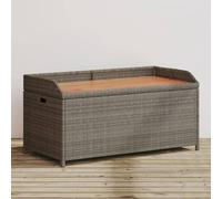 LAPOOH Banc de rangement pour jardin gris, 100 x 50 x 52 cm, polyrotin Acacia, banc d'extérieur avec conteneur