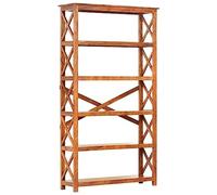 LAPOOH Bibliothèque 100x30x180cm Bois Massif d'acacia et Finition Miel,Bibliothèque Meuble De Rangement,Bibliotheque Murale,Etagere Livre