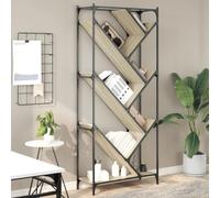 LAPOOH Bibliothèque chêne Sonoma 79x30x180 cm, Étagère à plusieurs niveaux, Meuble de rangement, Bibliothèque murale, Design en forme d'arbre, Bois ingénierie et métal robuste