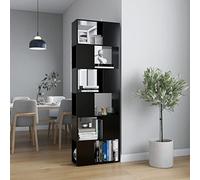 LAPOOH Bibliothèque/Séparateur de pièce Noir 60x24x186 cm,Bibliothèque Meuble De Rangement,Bibliotheque Murale,Etagere Livre
