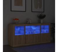 LAPOOH Buffet avec lumières en chêne Sonoma 3209067 142,5 x 37 x 67 cm, meuble de salon, buffet