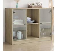 LAPOOH Buffet en bois d'ingénierie chêne Sonoma 102 x 37 x 75,5 cm, meuble de salon, meuble de salle à manger, meuble d'appoint, meuble de salon, meuble buffet - 3295873