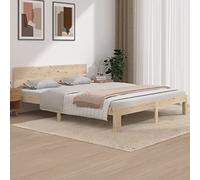 LAPOOH Cadre de lit Bois de pin Massif 160x200 cm,Lit avec Sommier,Grand Cadre De Lit,Lit Deux Personnes