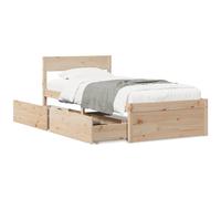 LAPOOH Cadre de lit sans Matelas 90x190 cm Bois de pin Massif,Lit Adulte,Lit À Cadre