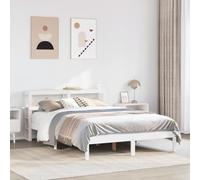 LAPOOH Cadre de lit sans Matelas Blanc 140x200 cm Bois de pin Massif,Lit Adulte,Lit À Cadre