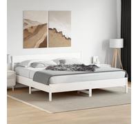 LAPOOH Cadre de lit sans Matelas Blanc 200x200 cm Bois Massif de pin,Lit Adulte,Lit À Cadre