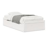 LAPOOH Cadre de lit sans Matelas Blanc 90x200 cm Bois de pin Massif,Lit Adulte,Lit À Cadre