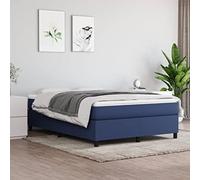 LAPOOH Cadre de lit sans Matelas Bleu 140x190 cm Tissu,Lit Adulte,Lit À Cadre