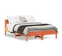 LAPOOH Cadre de lit sans Matelas Cire Marron 140x190cm Bois pin Massif,Lit Adulte,Lit À Cadre