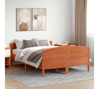 LAPOOH Cadre de lit sans Matelas Cire Marron 150x200cm Bois pin Massif,Lit Adulte,Lit À Cadre