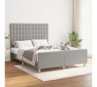 LAPOOH Cadre de lit sans Matelas Gris Clair 140x200 cm Tissu,Lit Adulte,Lit À Cadre