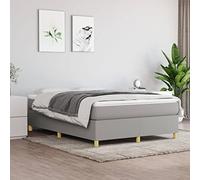 LAPOOH Cadre de lit sans Matelas Gris Clair 140x200 cm Tissu,Lit Adulte,Lit À Cadre