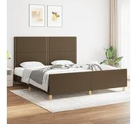 LAPOOH Cadre de lit sans Matelas Marron foncé 180x200 cm Tissu,Lit Adulte,Lit À Cadre