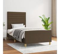 LAPOOH Cadre de lit sans Matelas Marron foncé 80x200 cm Tissu,Lit Adulte,Lit À Cadre