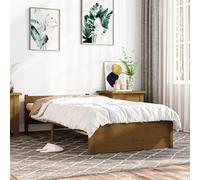 LAPOOH Cadre de lit sans Matelas Marron Miel Bois Massif 75x190 cm,Lit Adulte,Lit À Cadre