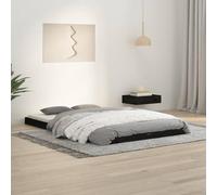 LAPOOH Cadre de lit sans Matelas Noir 120x190 cm Bois de pin Massif,Lit Adulte,Lit À Cadre