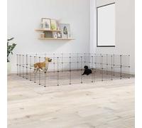 LAPOOH Cage Animaux de Compagnie à 60 Panneaux et Porte Noir 35x35 cm,Cage pour Chien,Cage pour Chat,Chenil pour Chien