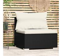 LAPOOH Canapé central de jardin avec coussins en rotin synthétique noir 317493