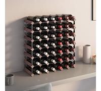 LAPOOH Casier à vin pour 42 bouteilles, porte-bouteilles de vin, porte-bouteilles, porte-bouteilles de soda, bois massif pin marron