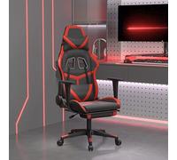 LAPOOH Chaise de gaming de massage et repose-pieds en similicuir noir rouge, chaise de bureau, chaise de bureau, chaise d'ordinateur, chaise d'étude, chaise de bureau - 345435
