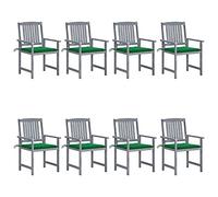 LAPOOH Chaises de jardin avec coussins 8 pièces, chaises terrasse extérieure, chaise plage jardin, chaises balcon, bois massif d'acacia gris