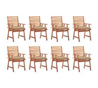 LAPOOH Chaises de salle à manger de jardin et coussins 8 pièces, chaises terrasse extérieure, chaises de plage, chaises de jardin, chaises de balcon, meubles de jardin extérieur, bois massif d'acacia