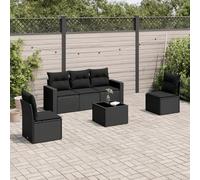 LAPOOH Chill out 3251132 Ensemble de meubles de jardin 6 pièces et coussins en rotin synthétique noir