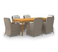LAPOOH Ensemble à Manger de Jardin 7 pcs Marron,Ensemble De Salle À Manger,Salle À Manger Extérieur,Salons De Jardin