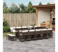 LAPOOH Ensemble à Manger de Jardin avec Coussins 15 pcs Marron rotin,Ensemble De Salle À Manger,Salle À Manger Extérieur,Salons De Jardin