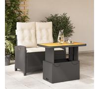 LAPOOH Ensemble à Manger de Jardin Coussins 2pcs Noir résine tressée,Ensemble De Salle À Manger,Salle À Manger Extérieur,Salons De Jardin