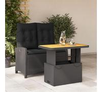 LAPOOH Ensemble à Manger de Jardin Coussins 2pcs Noir résine tressée,Ensemble De Salle À Manger,Salle À Manger Extérieur,Salons De Jardin