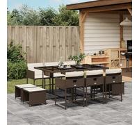 LAPOOH Ensemble à Manger de Jardin et Coussins 11 pcs Marron rotin,Ensemble De Salle À Manger,Salle À Manger Extérieur,Salons De Jardin