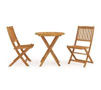 LAPOOH Ensemble à Manger de Jardin Pliable 3 pcs Bois d'acacia Solide,Ensemble De Salle À Manger,Salle À Manger Extérieur,Salons De Jardin