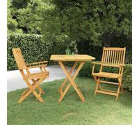LAPOOH Ensemble à Manger de Jardin Pliable 3 pcs Bois d'acacia Solide,Ensemble De Salle À Manger,Salle À Manger Extérieur,Salons De Jardin