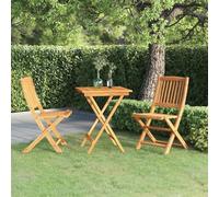 LAPOOH Ensemble à Manger de Jardin Pliable 3 pcs Bois d'acacia Solide,Ensemble De Salle À Manger,Salle À Manger Extérieur,Salons De Jardin