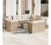 LAPOOH Ensemble de canapés de jardin 12 pièces et coussins en rotin synthétique marron, canapé de jardin, terrasse, meubles de jardin extérieur - 3250357