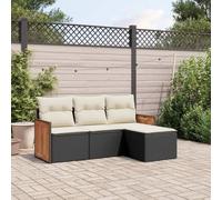 LAPOOH Ensemble de canapés de jardin 4 pièces avec coussins en rotin synthétique noir, ensemble de meubles de jardin, meubles de jardin, meubles de jardin, ensemble de jardin extérieur - 3227582