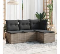 LAPOOH Ensemble de canapés de jardin 4 pièces et coussins en rotin synthétique gris, ensemble de meubles de jardin, meubles de jardin, meubles de jardin - 3249339