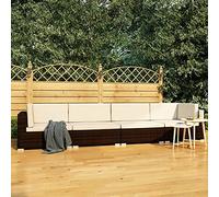 LAPOOH Ensemble de canapés de jardin 4 pièces et coussins en rotin synthétique marron