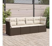 LAPOOH Ensemble de canapés de jardin 4 pièces et coussins en rotin synthétique marron, ensemble de meubles de jardin, meubles de jardin, meubles de jardin - 3249072