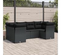LAPOOH Ensemble de canapés de jardin 6 pièces et coussins en rotin synthétique noir, canapé de jardin, terrasse, meubles de jardin extérieur - 3218105