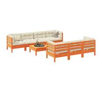 LAPOOH Ensemble de canapés de jardin 8 pièces avec coussins en bois de pin marron cire, ensemble de meubles de jardin, meubles de jardin - 3299328