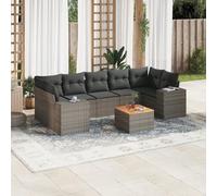 LAPOOH Ensemble de canapés de jardin 8 pièces et coussins en rotin synthétique gris, canapé de jardin, terrasse, meubles de jardin extérieur - 3225360